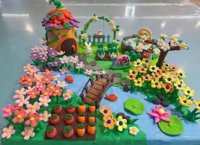 一日一物:儿童手工粘土梦幻春游小场景