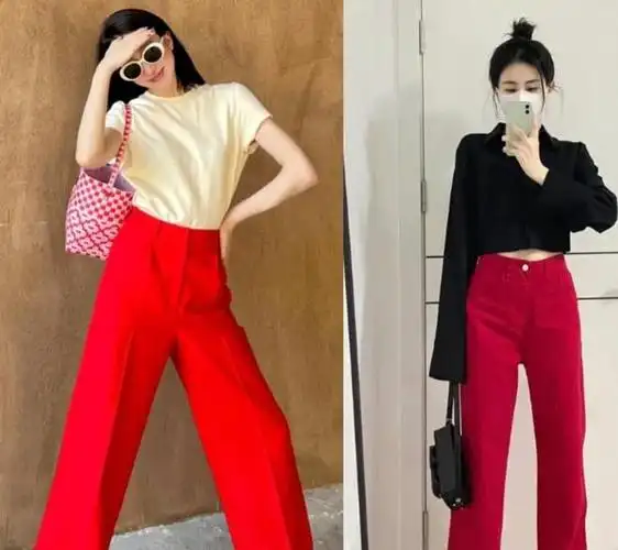 红色裤子搭配什么颜色上衣好看红色系搭配什么颜色好看