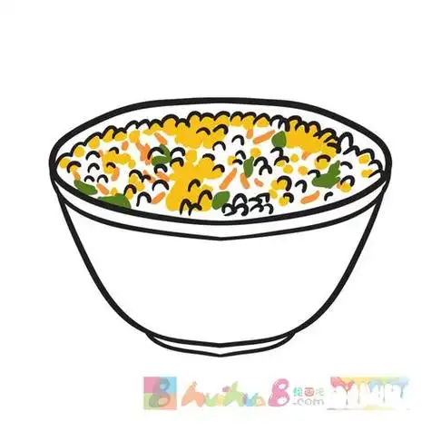 蛋炒饭简笔画步骤图临近春节没有办法不围绕着吃呢海鲜蛋炒饭插画一张