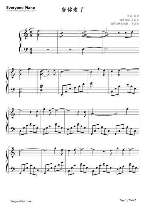 当你老了-莫文蔚五线谱预览1