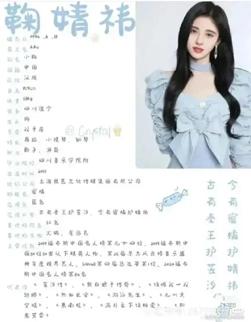 鞠婧祎个人资料