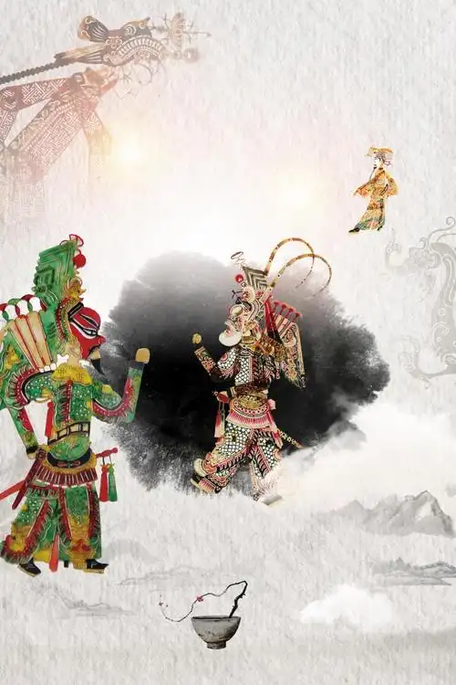 中国风皮影非遗文化传承海报背景素材 - 当图网