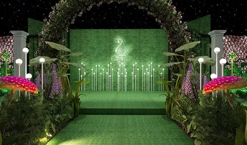 鲜花和绿色装饰的梦幻婚礼