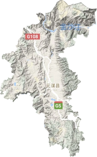 元谋县高清地形地图,元谋县高清谷歌地形地图