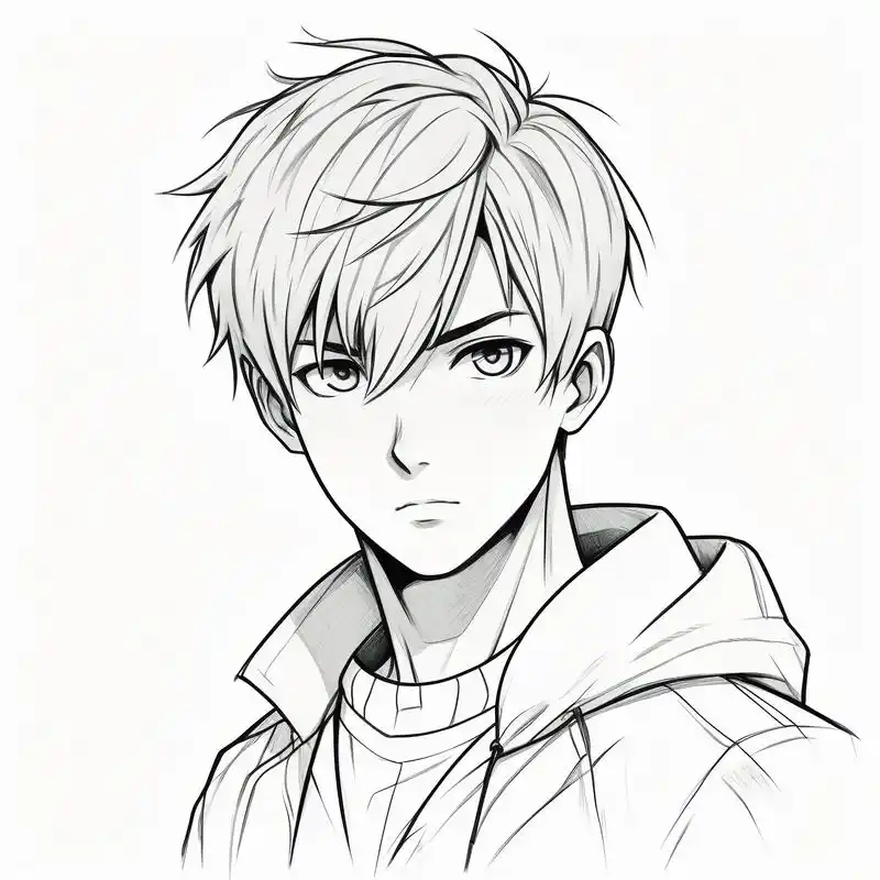 黑白素描,卡通男生头像9692 男生的沉稳大气,跃然纸上,满满的高级