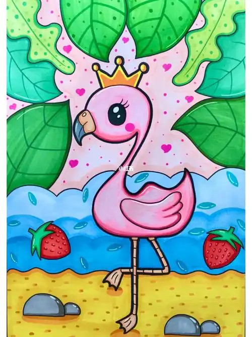 火烈鸟03马克笔儿童画