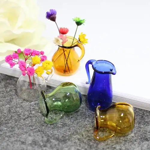 diy家居装饰配件手工玻璃罩迷你玻璃瓶插花瓶彩色玻璃小瓶