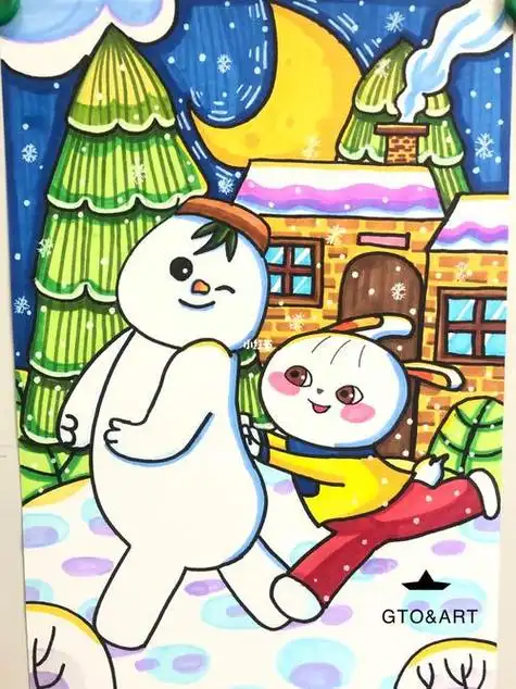 雪孩子7615 儿童画 简笔画 玩雪 堆雪人儿童画简笔画冬天去哪