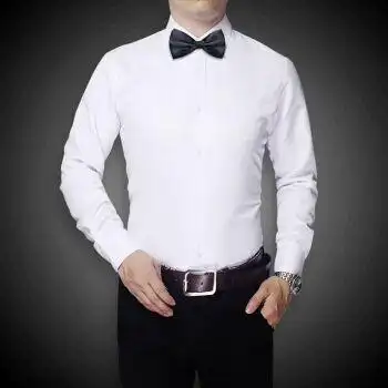 男西裤长袖衬衣男领带结修身结婚礼服抢亲衣服长袖白衬衫白扣领结s
