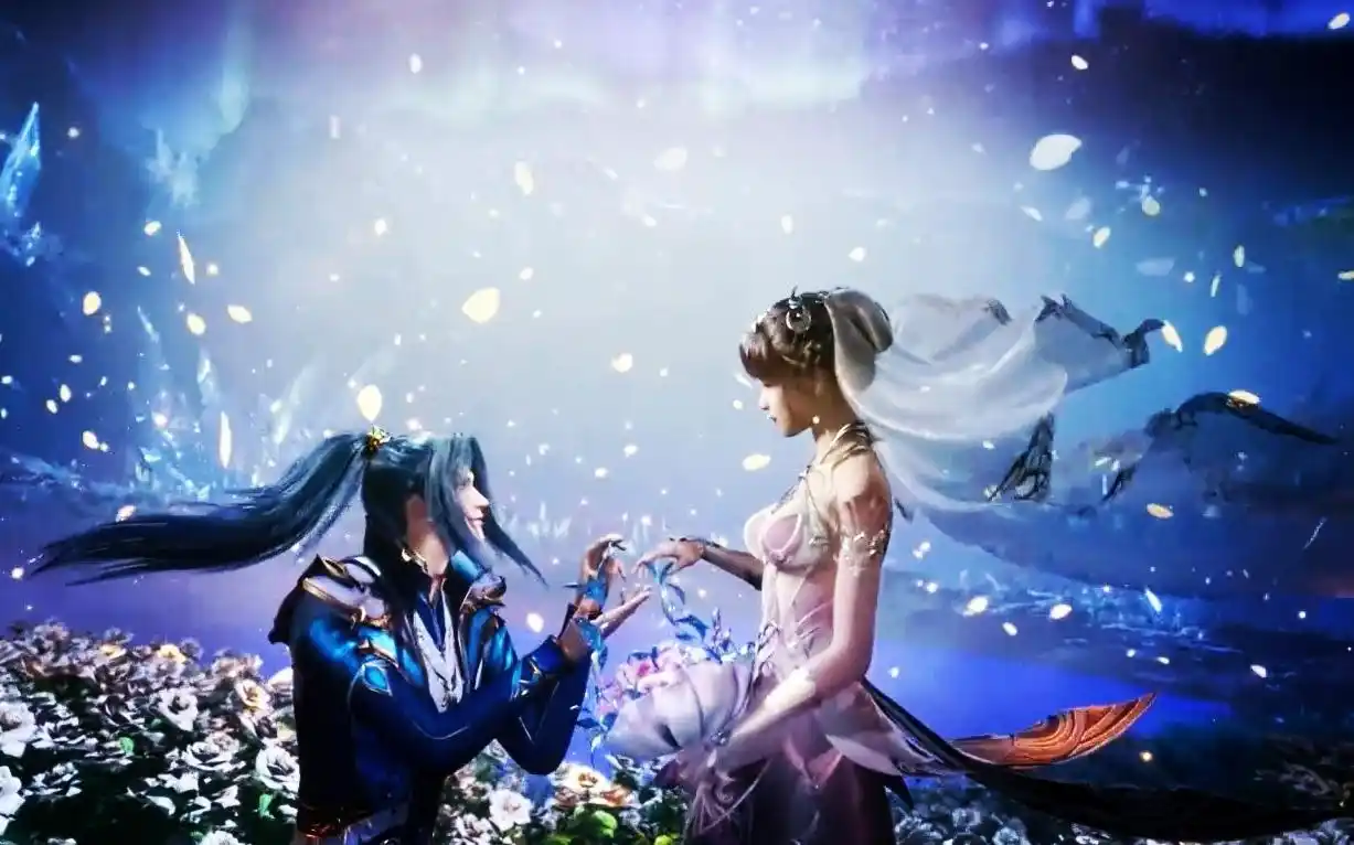 原创斗罗大陆:唐三新形象帅气,小舞穿白婚纱唯美,两人真是天造地设