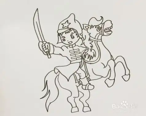 骑马的人的简笔画画法步骤图