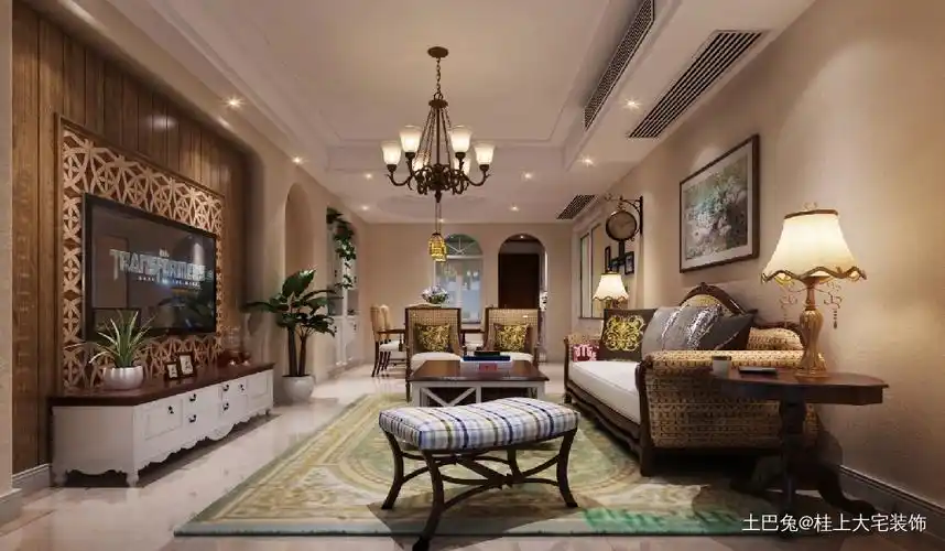 美式风格装修,弱繁就简四居及以上美式经典家装装修案例效果图