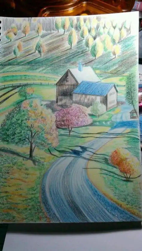 小学生风景画简笔画彩铅 简笔画图片大全-普车都