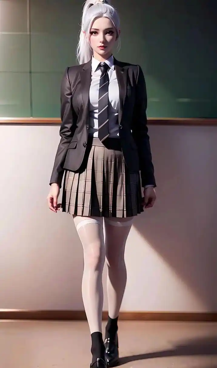 美图欣赏#韩月-白丝配学生装(一)