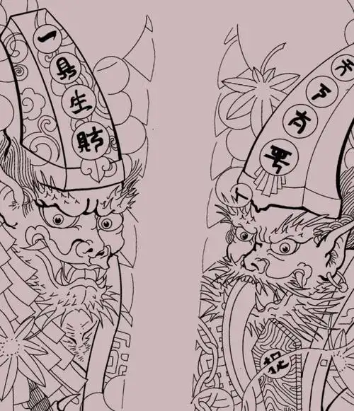 黑白无常满背纹身图片_小红书