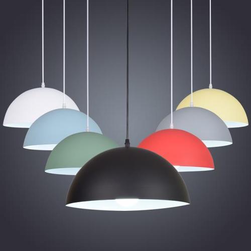 现代简约吊灯单头单个北欧餐厅饭店彩色锅盖灯罩吧台店铺商用灯具
