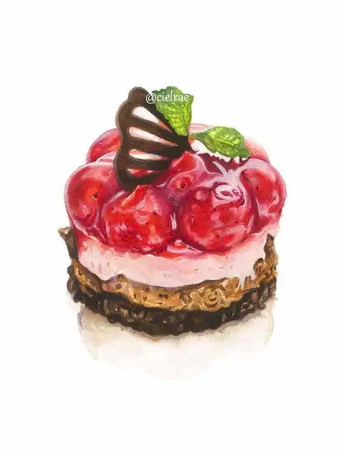 手绘甜品>来一组水果甜品