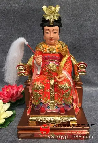 台湾瑶池金母神像王母娘娘神仙敦煌彩极彩描金39cm