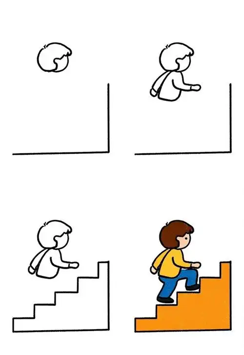 🎨上下楼梯简笔画🚶‍♂️