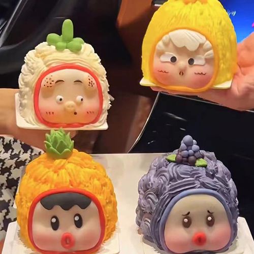 61儿童节嘟嘟嘴胖脸萌娃生日蛋糕装饰摆件网红创意烘焙甜品台插件