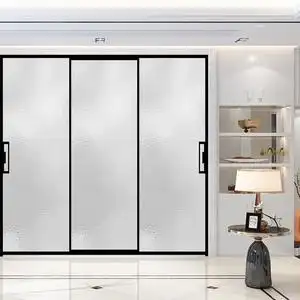 定制三联动玻璃推拉门极简窄边框厨房门阳台门客厅门玻璃移门地轨