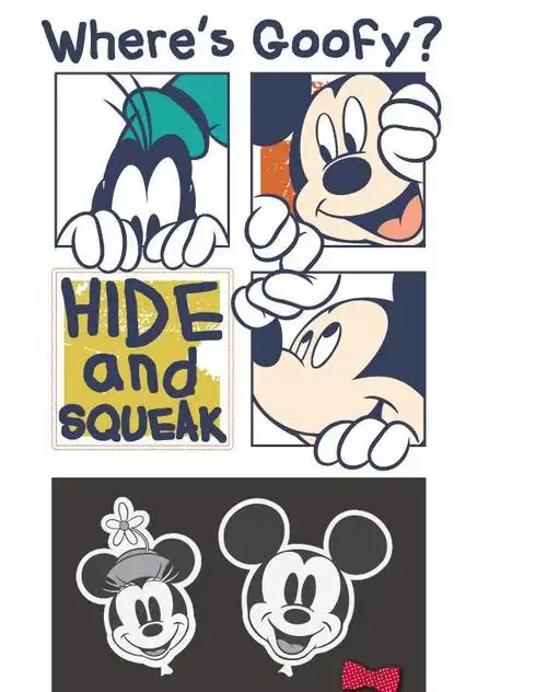 卡通动漫迪士尼米奇印花矢量图服装裁片t恤烫图印花花型素材