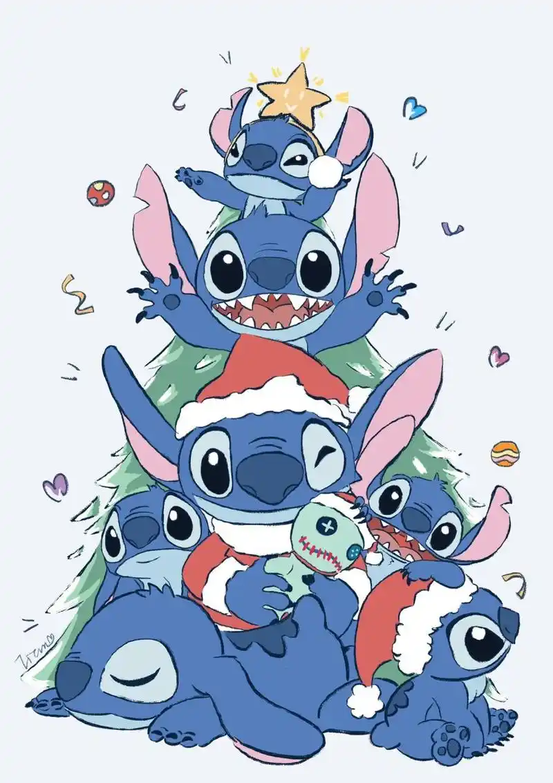 可爱的史迪仔特别的史迪仔圣诞树,画完好有成就感哈哈哈哈哈哈参考了