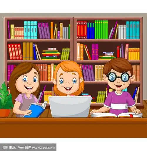 图书馆,儿童,卡通,知识,可爱的