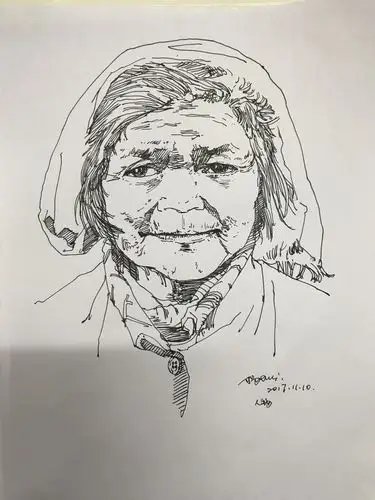 慈祥的老太太yb速写手绘