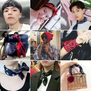 春秋男女嘻哈棉麻头巾绑手腕丝巾夏季百搭小方巾韩版装饰领巾围巾