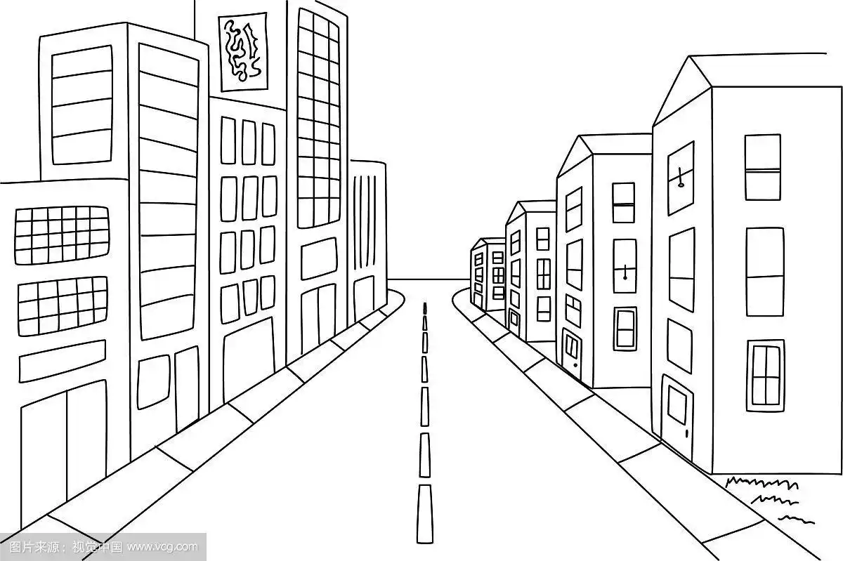 街景与建筑在透视单l