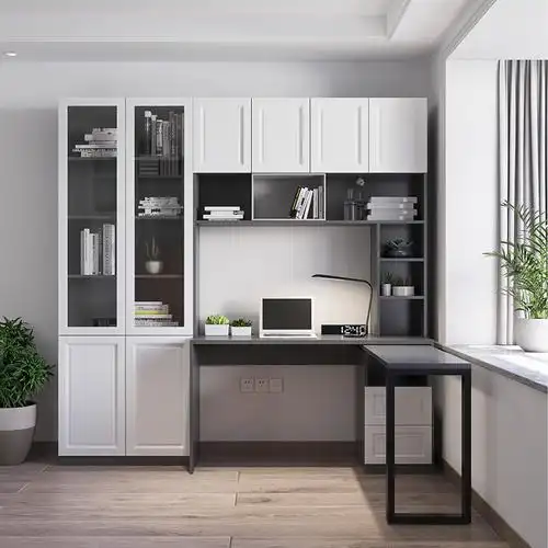 家用书桌书柜一体组合带书架电脑桌家用写字台小户型转角书桌旋转