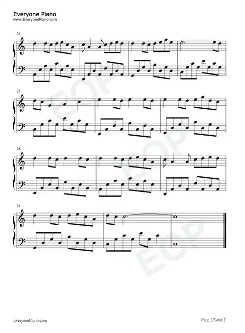 你的眼睛像星星-c调简单版五线谱预览2-钢琴谱文件(五线谱,双手简谱