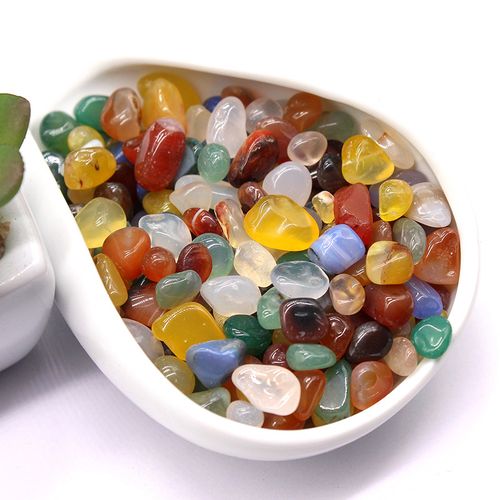 碎石五色五彩玛瑙雨花石摆件鱼缸小石头石子供奉园艺 五彩玛瑙500克