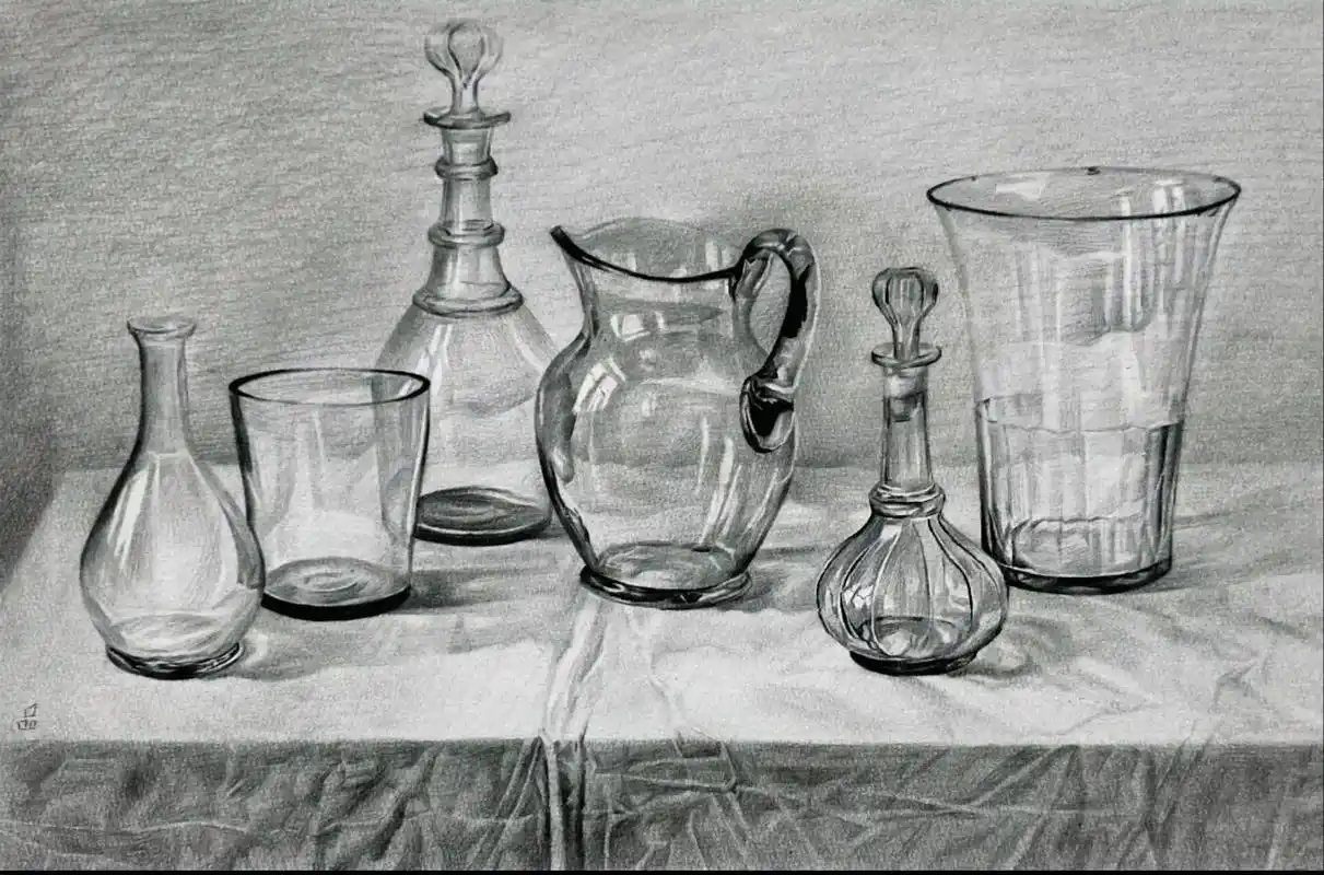 素描质感刻画玻璃杯透明瓶子罐子绘画步骤.#创作灵感 #素描静 - 抖音