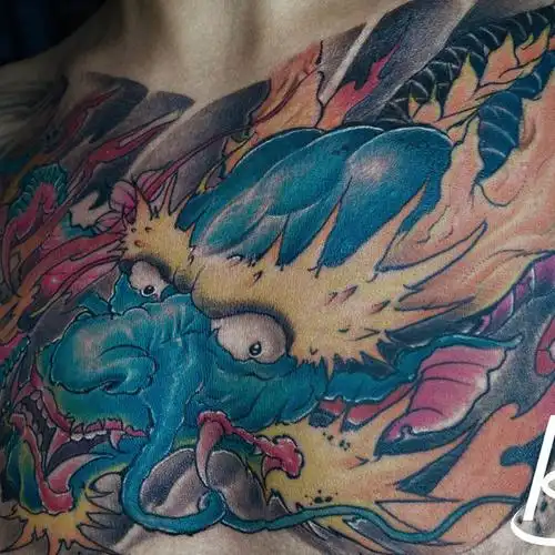 龙 新传统花胸_纹身吧社区 - 纹身大咖