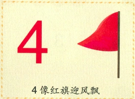 认识数字4 通过儿歌及实物参考,正确认读数字4.