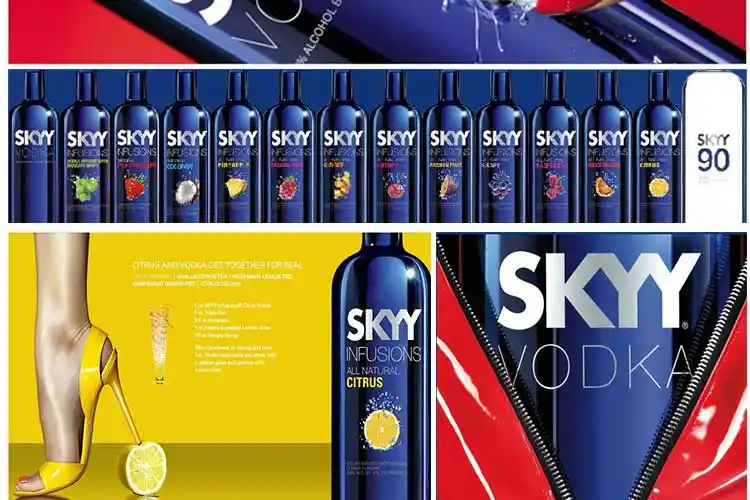 洋酒美国进口35度深蓝牌蓝天skyy柑橘味伏特加750ml