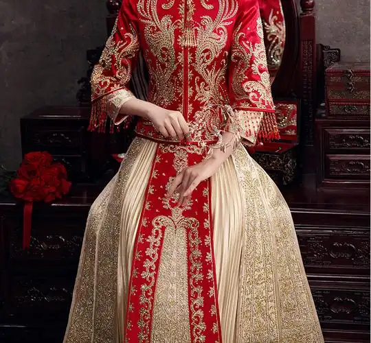 guialabruna金色秀禾服2021新款结婚女新娘中式婚纱重工嫁衣秀和