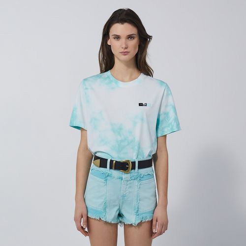 夏轻奢纯棉扎染圆领短袖t恤上衣百搭休闲