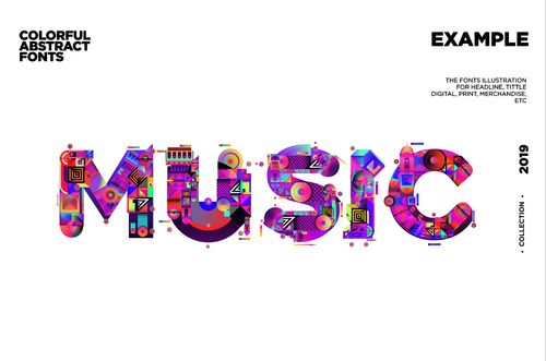 潮流缤纷艺术拼接炫酷创意字母字体插图海报设计素材