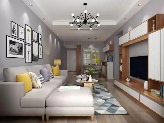 多个或单个沙发组合成的 转角式l型布局,具有较好的 灵活性,可动性.