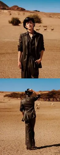 肖战西部牛仔风沙漠写真图片99