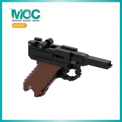 跨境玩具中国积木套装moc-100395鲁格反冲橡皮筋枪兼容乐高小颗粒