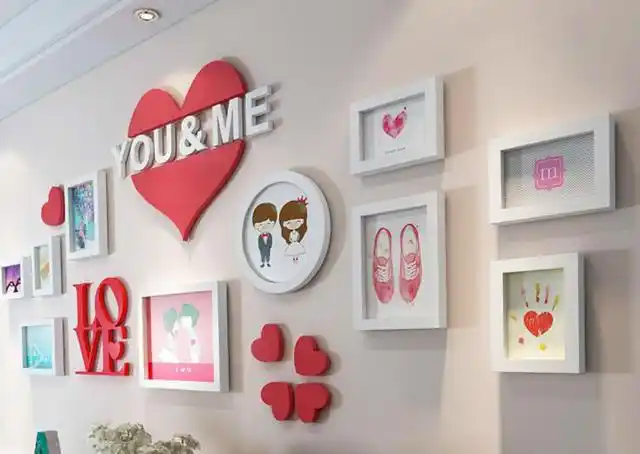 结婚照片墙怎么挂好看