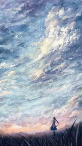 唯美清新壁纸头像聊天背景二次元插花绘画美图 冷色系