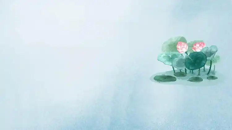 雅致水墨荷花ppt背景图片