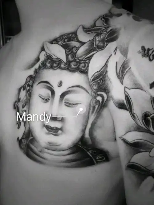 新传统佛头半胛_纹身图案手稿图片_穆钰珍的纹身作品集