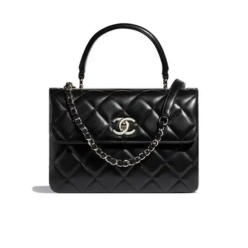 【正品中检】chanel香奈儿 女包 小号手挽垂盖手袋小羊皮及金色金属斜