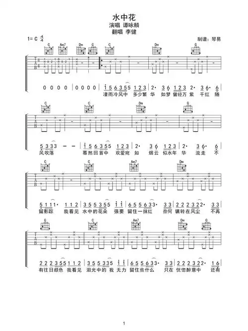 水中花吉他谱